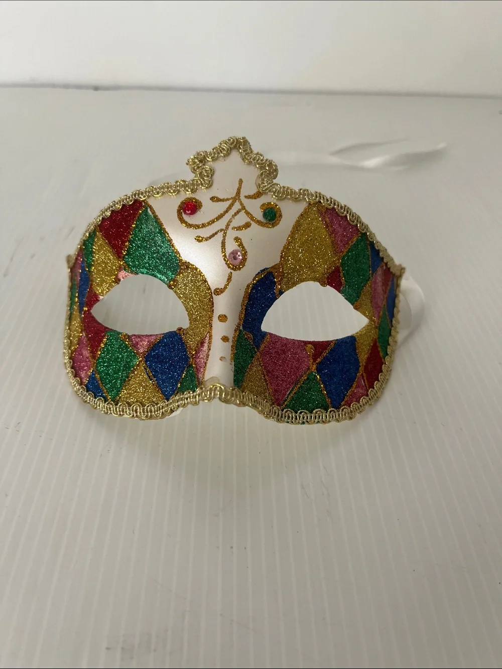 Multi-colored Glitter Harlequin Mardi Gras Masquerade Mask